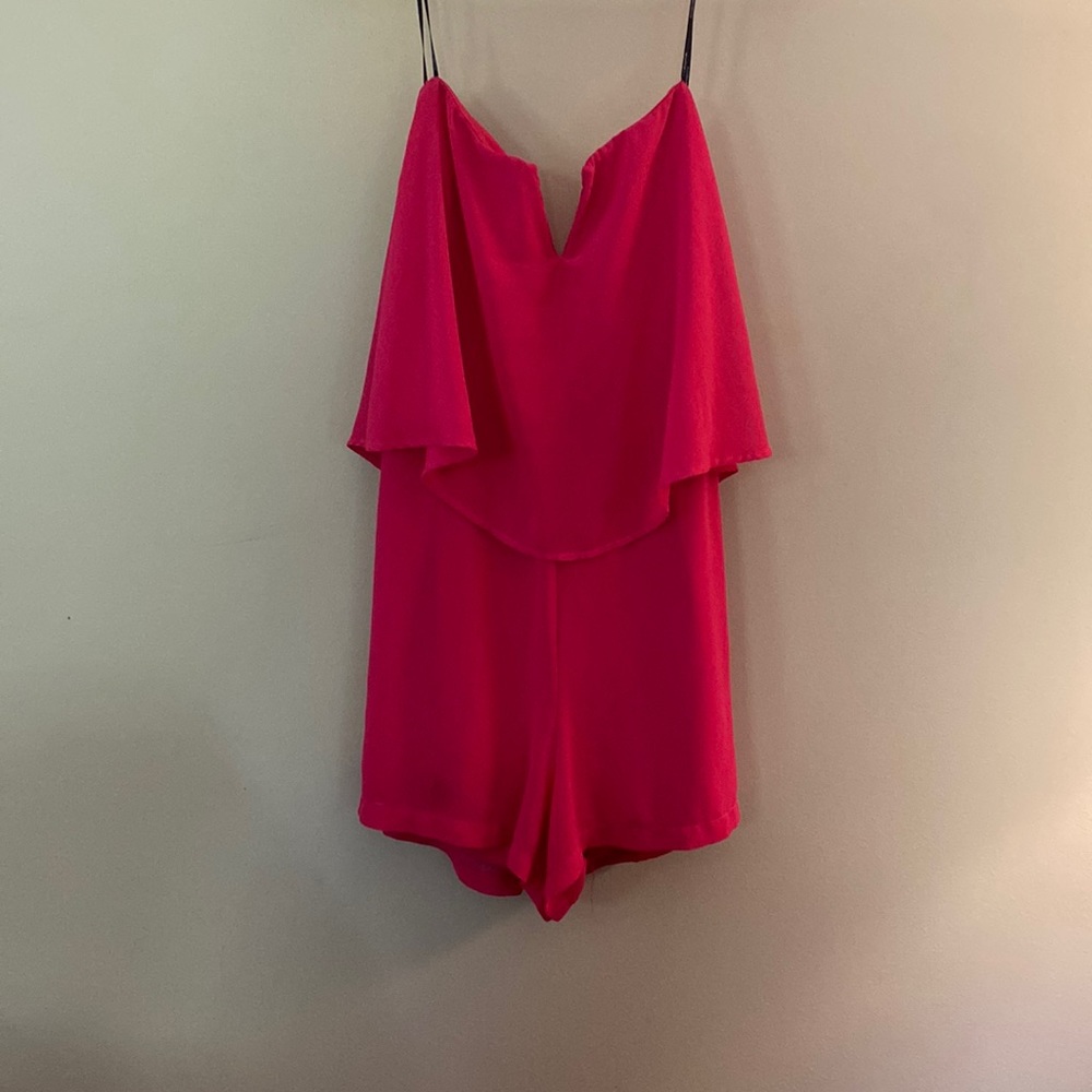 Hot Pink strapless romper
